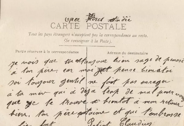 cartes postales anciennes, échanges entre familles, guerre mondiale