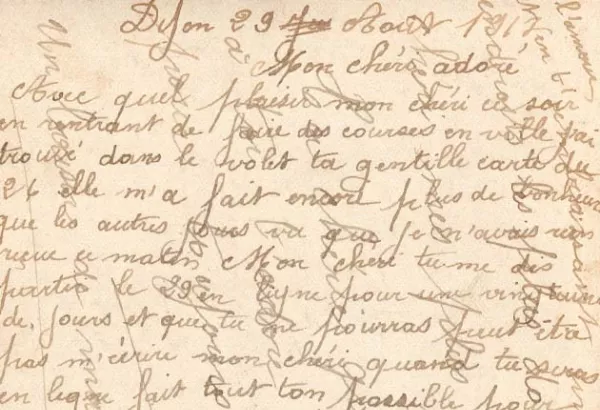 correspondance amoureuse, première guerre mondiale, carte postale ancienne