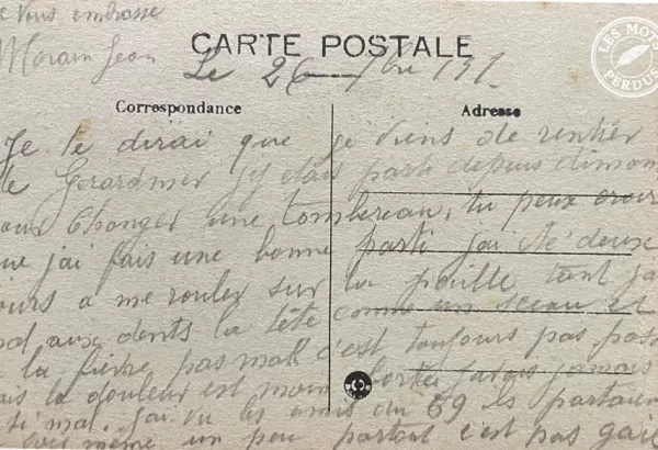 carte postale retro correspondance de guerre gerardmer