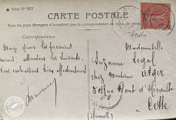 carte postale ancienne, destination Cette (Sete)