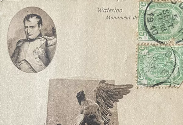 ancienne carte postale monument grande armée waterloo