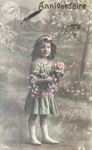 carte postale ancienne colorisée anniversaire