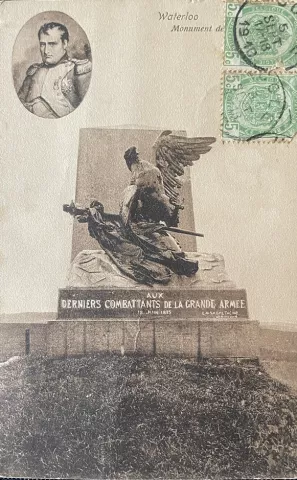 ancienne carte postale monument grande armée waterloo